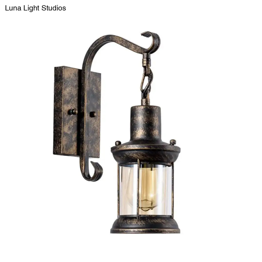 Industrial Metal Wall Sconce with Clear Glass Shade for Kitchen, Hallway & Bathroom – Bronze or Black Finish | Thomler