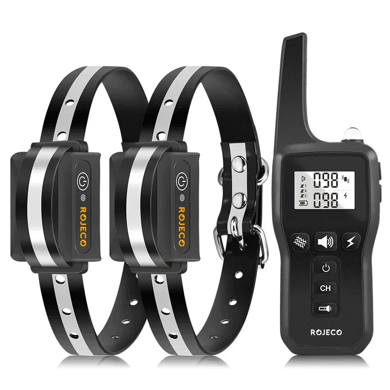 Dog Training Collar 1000.0 m Range Adjustable Remote Behaviour Training Waterproof Rechargeable Vibration Sound Shock Collar | Thomler