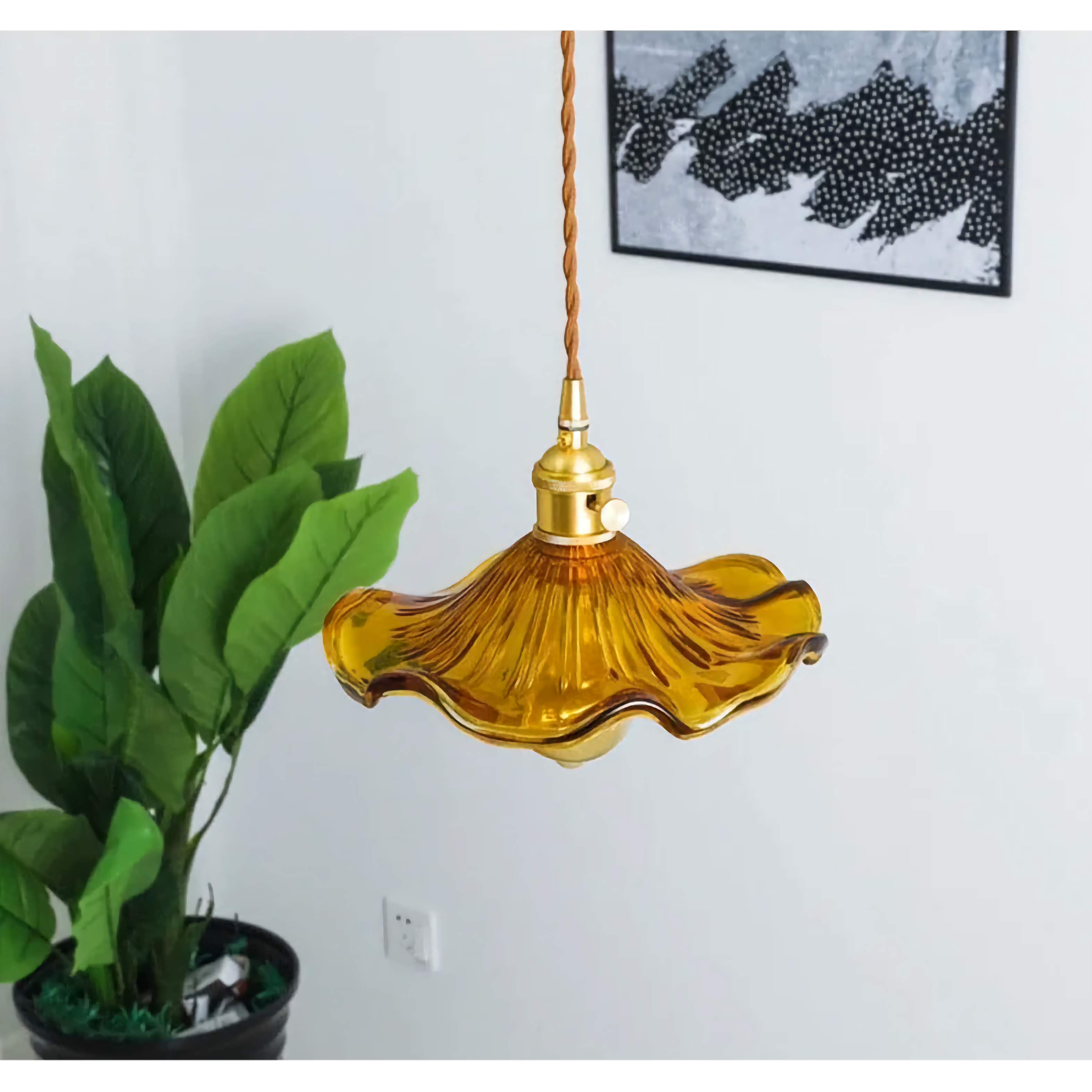 Pendant Light Glass 25.0 cm Orange E27 Kitchen Island Dining Room Vintage Hanging Ceiling Lamp | Thomler