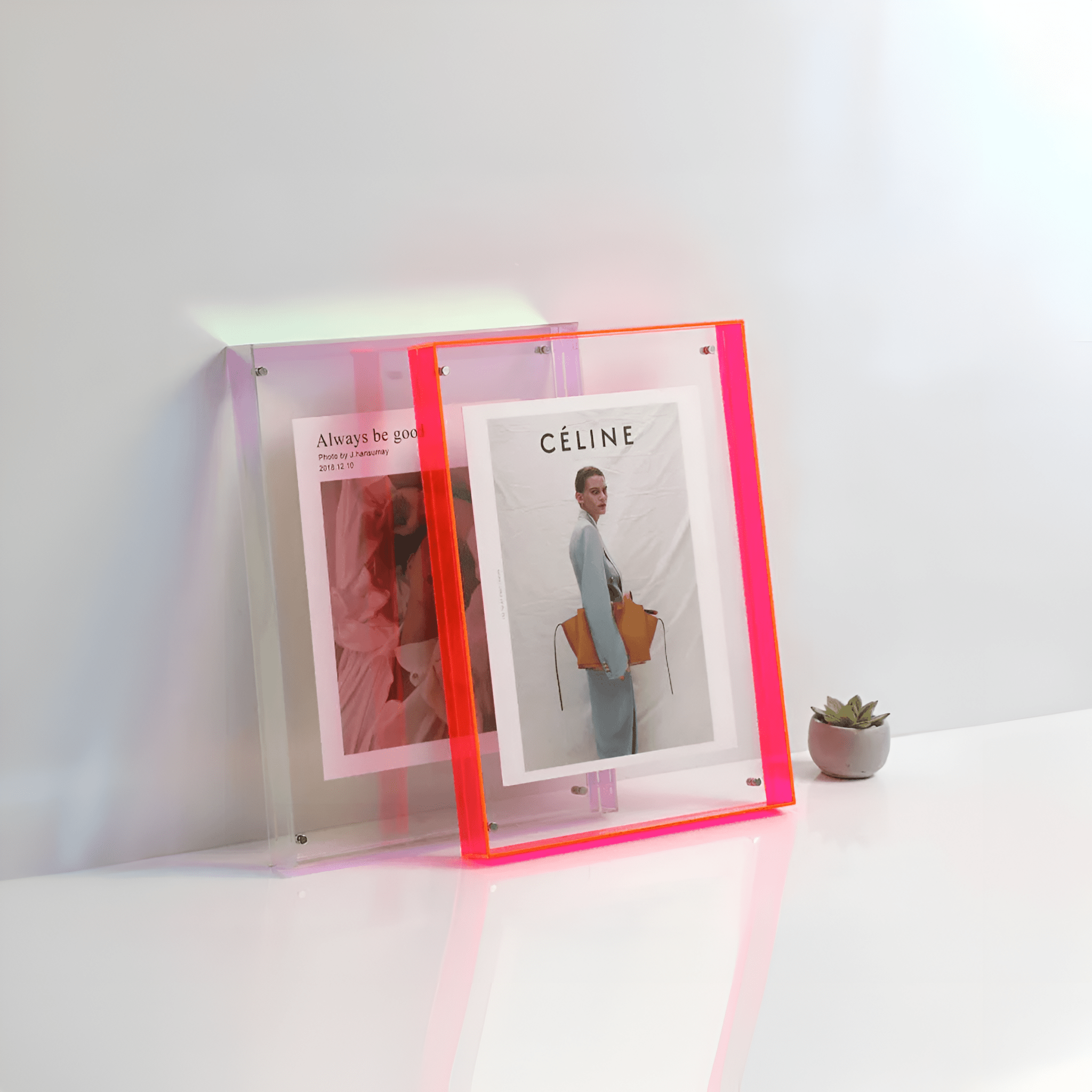 Photo Frame Acrylic 26.0 cm x 35.0 cm Transparent Minimalist Standing Hanging Scandinavian Wall Display Holder | Thomler