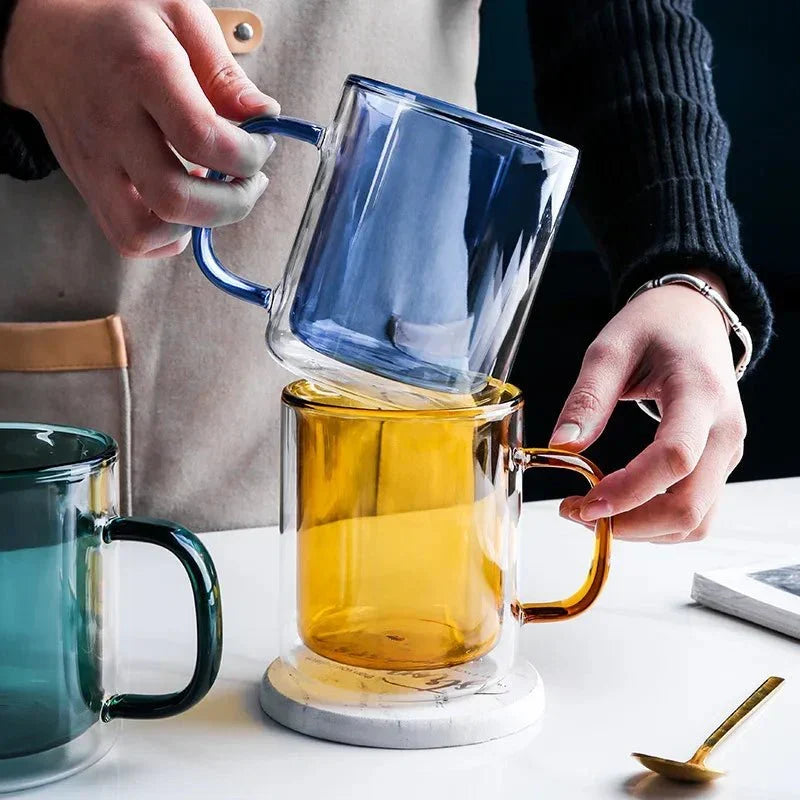 Glass Coffee Cup with Thermal Insulation & Comfortable Handle | Thomler