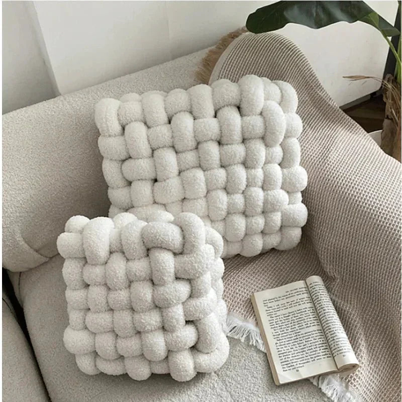 Twisted Plush Throw Pillow with Cotton Fill – Soft Sculptural Accent for Couch, Bed & Kids Room | Thomler