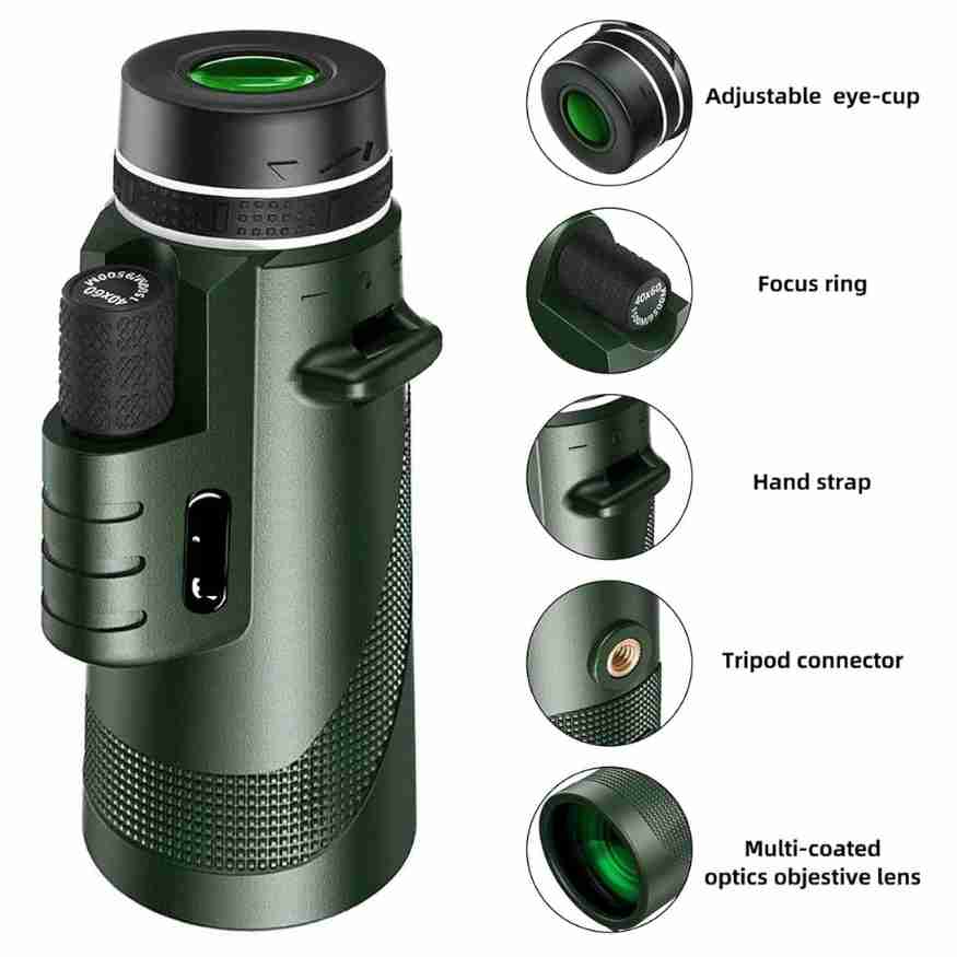 Portable HD Telescope Monocular 600x Magnification for Wildlife Bird Watching Hiking Sports Concerts Travel Outdoor Adventure | Thomler