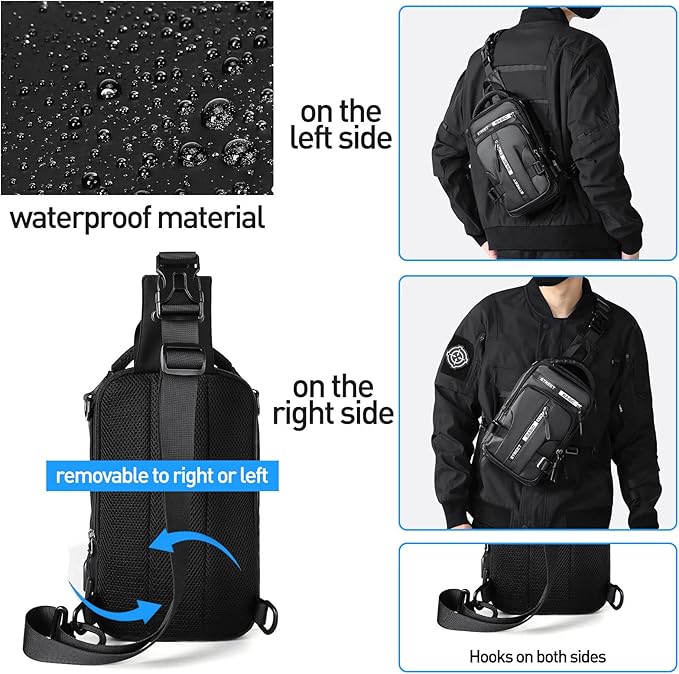 Lightweight Nylon Sling Bag Shoulder Pack for Hiking Travel Cycling Daily Outings Crossbody Chest Carry Organized Storage Multiple Pockets | Thomler