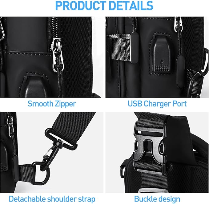Lightweight Nylon Sling Bag Shoulder Pack for Hiking Travel Cycling Daily Outings Crossbody Chest Carry Organized Storage Multiple Pockets | Thomler
