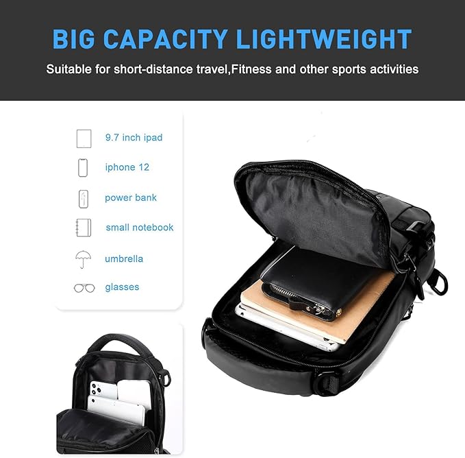 Lightweight Nylon Sling Bag Shoulder Pack for Hiking Travel Cycling Daily Outings Crossbody Chest Carry Organized Storage Multiple Pockets | Thomler