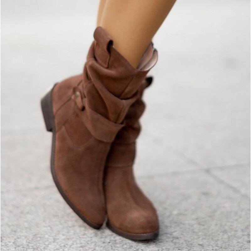 Women's Ankle Boots with Low Heel and Side Zipper – Warm Lining, Arch Support, Round Toe for Fall Winter Everyday Wear | Thomler