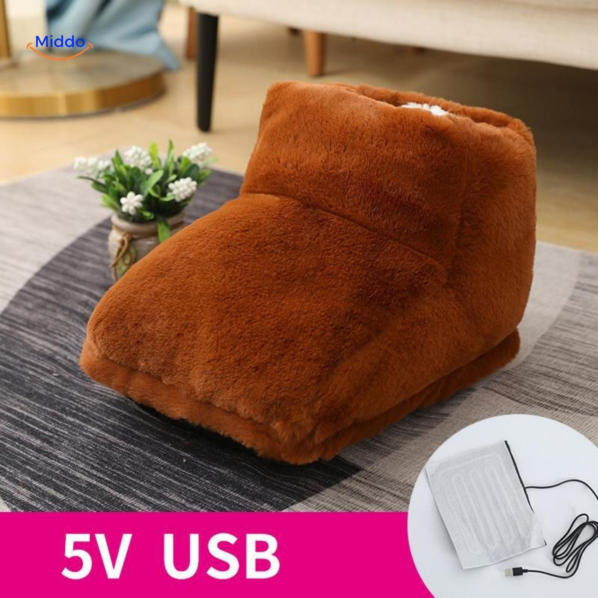 Heated Foot Warmer Slippers with USB Power – Soft Plush Cushion for Cold Feet, Home Office & Desk Use | Thomler
