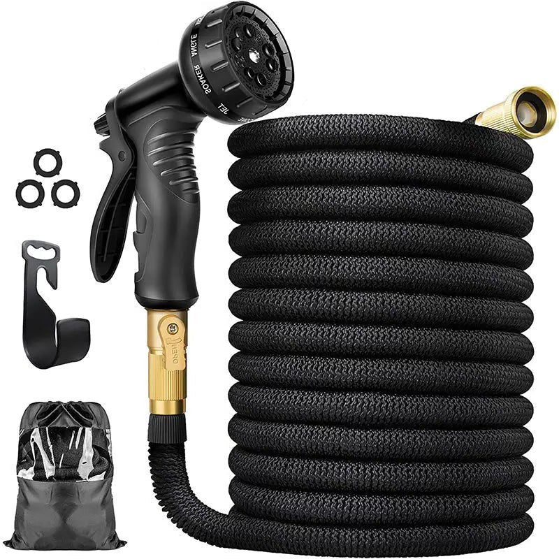 Flexible Garden Hose with 8-Pattern Spray Nozzle – Lightweight, Kink-Resistant & Self-Draining for Lawn Watering, Car Washing & Outdoor | Thomler