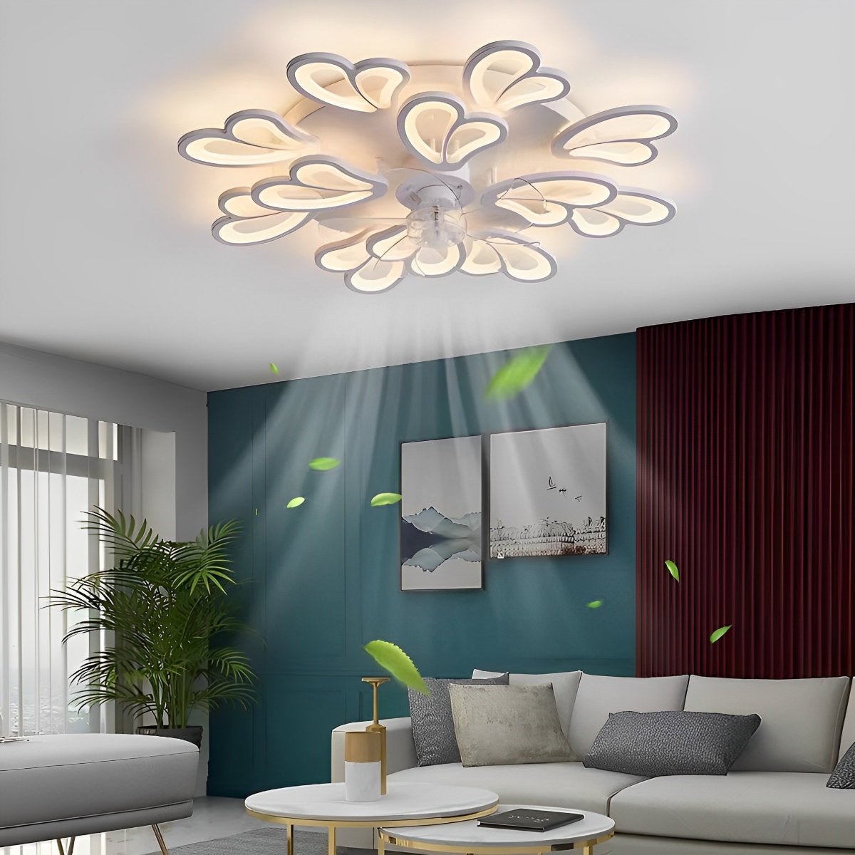 Ceiling Fan Acrylic LED 89.0 cm Black White Bedroom Living Room Flush Mount Lighting With Remote Control | Thomler