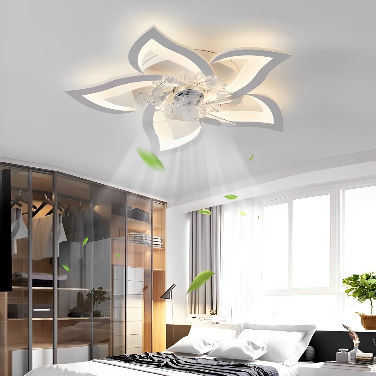 Ceiling Fan Acrylic LED 89.0 cm Black White Bedroom Living Room Flush Mount Lighting With Remote Control | Thomler