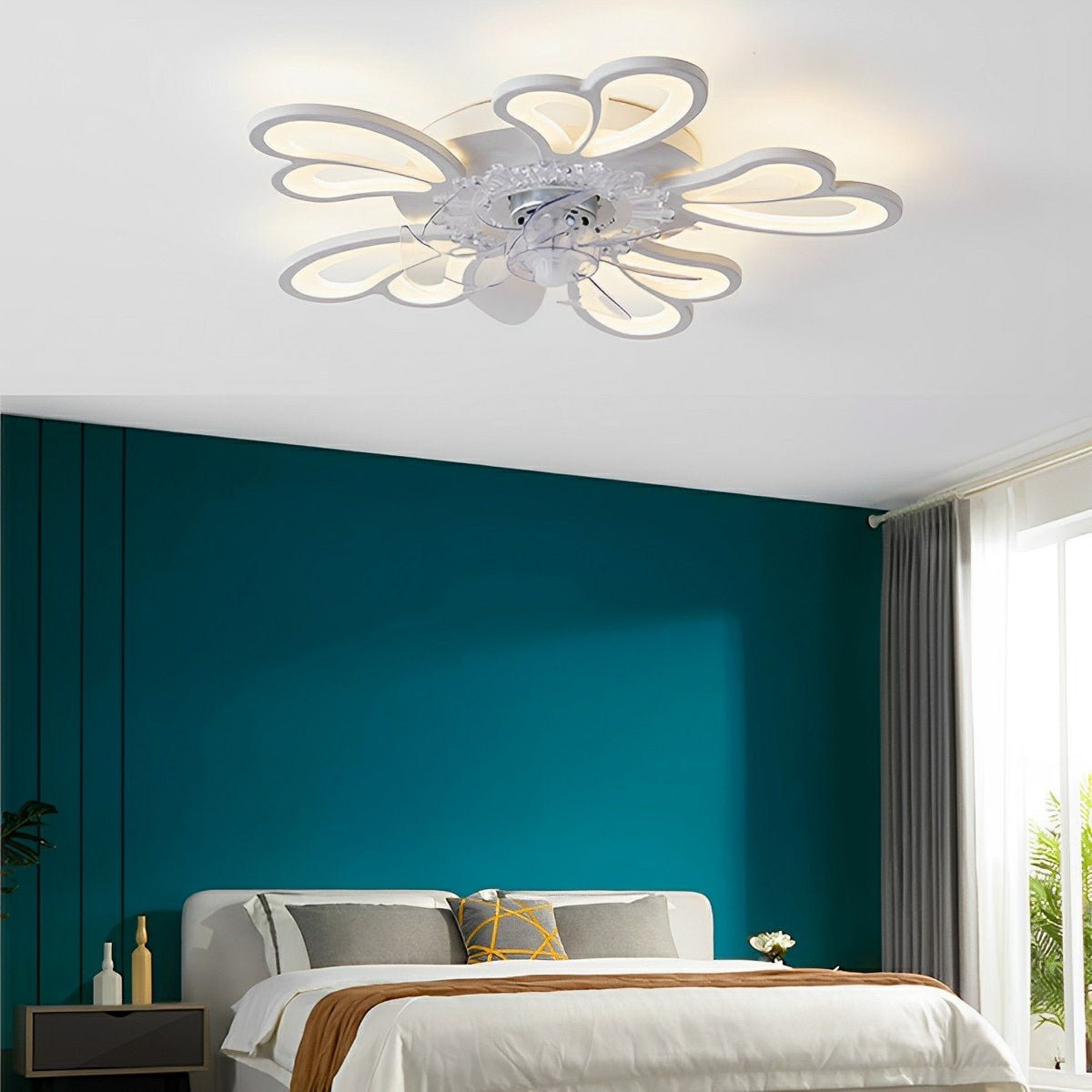 Ceiling Fan Acrylic LED 89.0 cm Black White Bedroom Living Room Flush Mount Lighting With Remote Control | Thomler