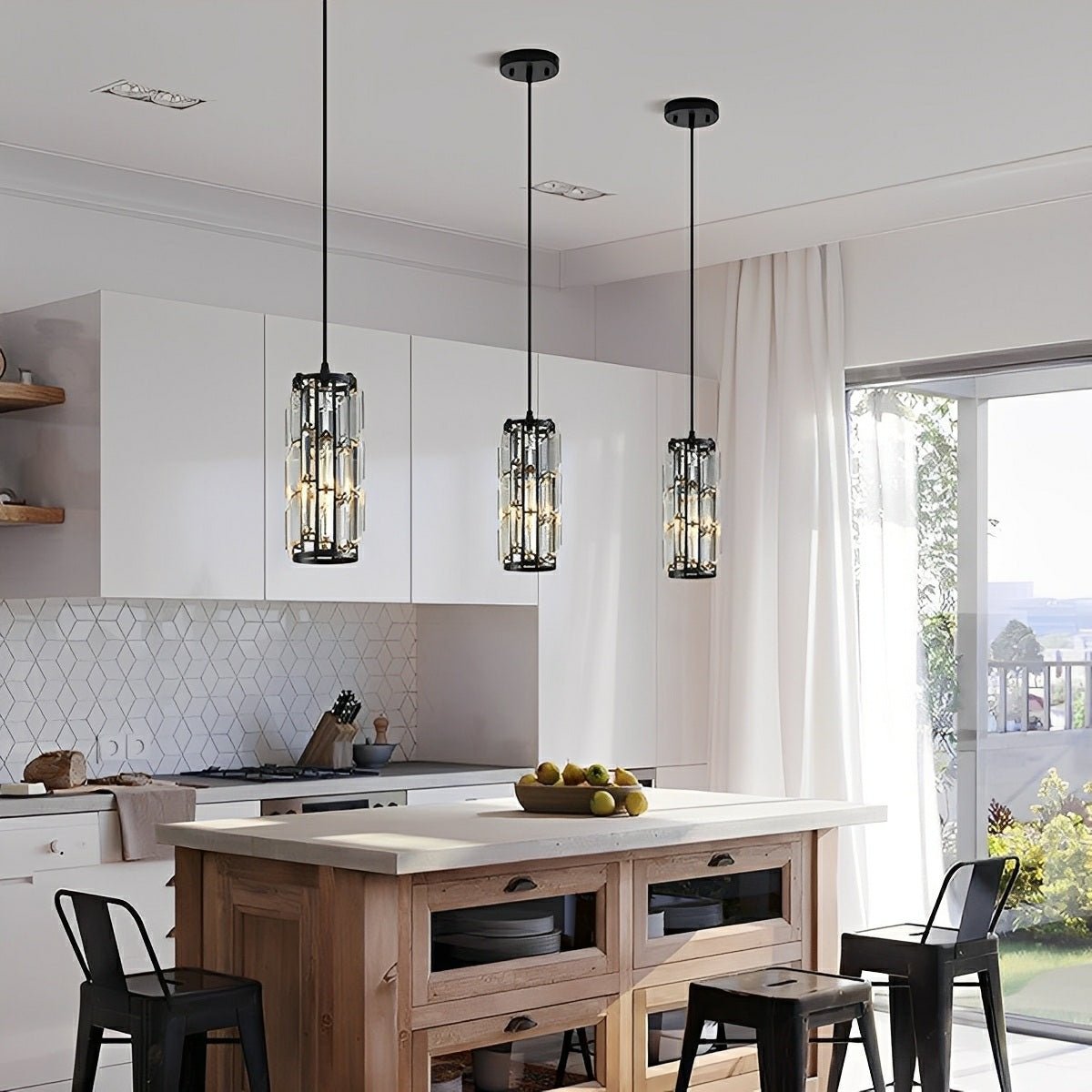 Pendant Light Crystal Glass E27 10.0 cm Adjustable Kitchen Island Dining Room Hanging Ceiling Lamp Industrial Retro | Thomler