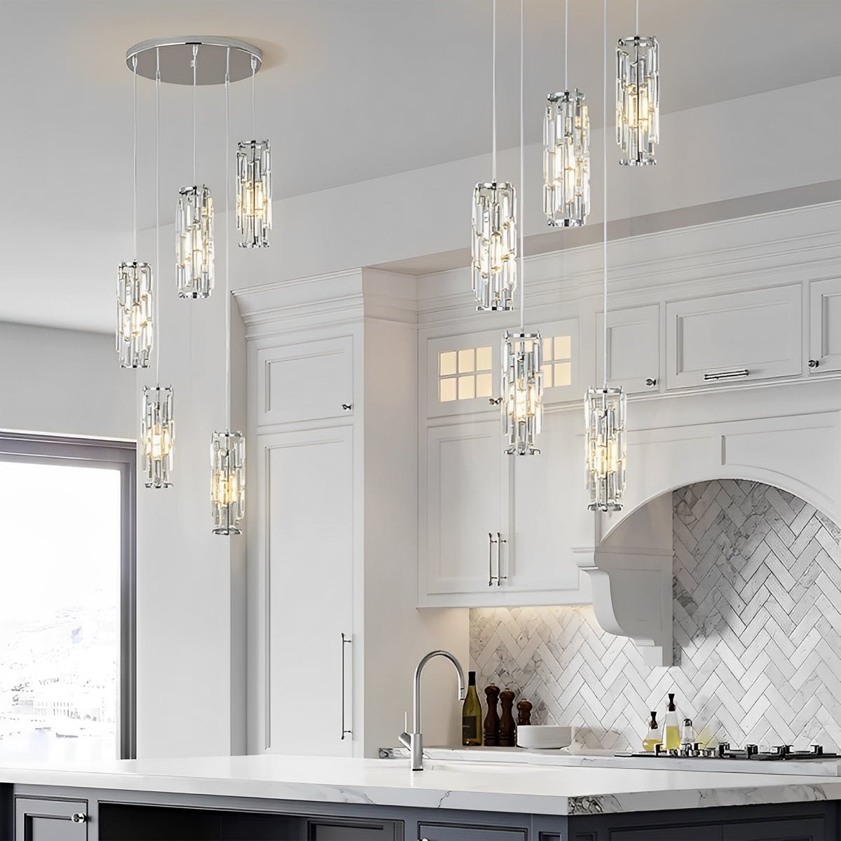 Pendant Light Crystal Glass E27 10.0 cm Adjustable Kitchen Island Dining Room Hanging Ceiling Lamp Industrial Retro | Thomler