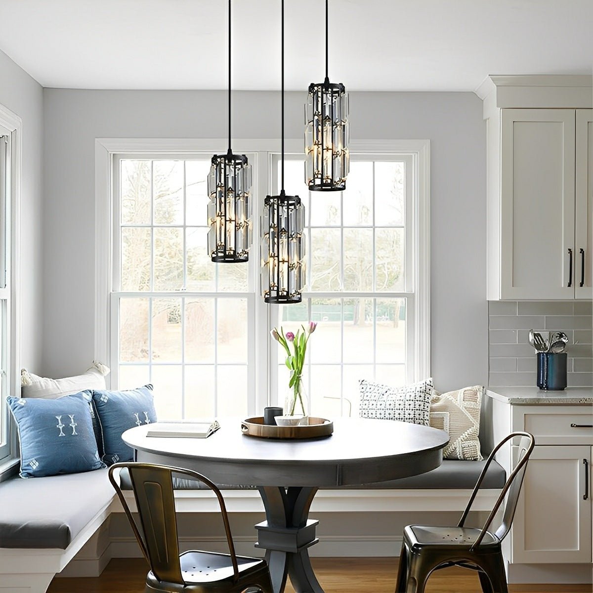Pendant Light Crystal Glass E27 10.0 cm Adjustable Kitchen Island Dining Room Hanging Ceiling Lamp Industrial Retro | Thomler