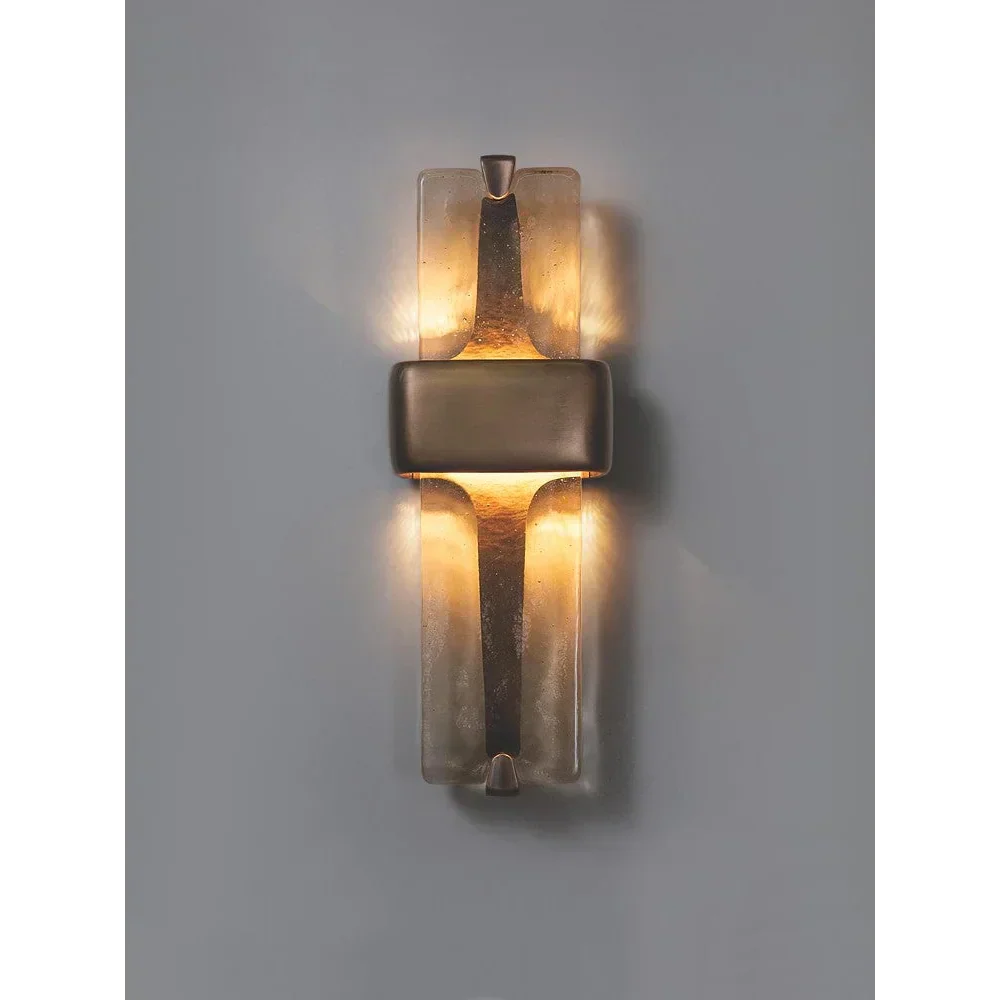 Wall Lamp Copper Textured Glass 50.0 cm Bronze Bedroom Hallway Up Down Ambient Lighting Fixture | Thomler