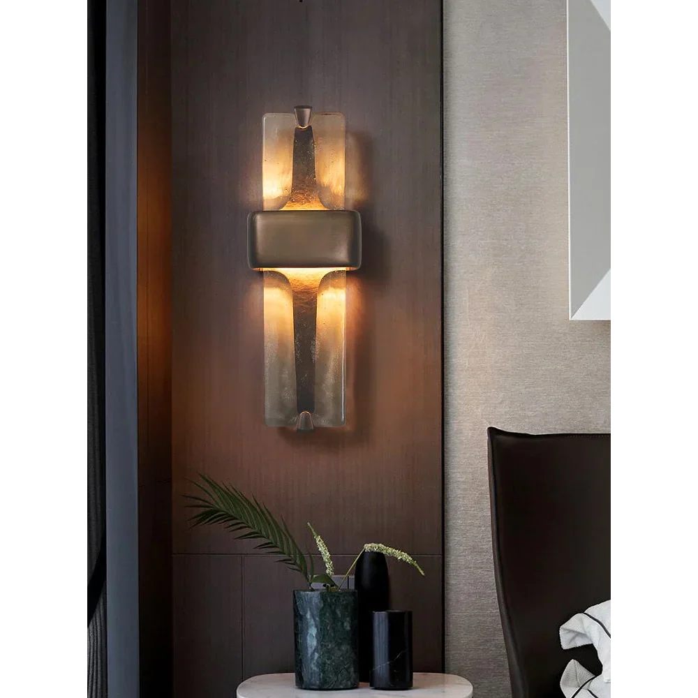 Wall Lamp Copper Crystal 19.7 in Warm White Bedroom Hallway Modern Vertical Sconce Lighting Fixture | Thomler