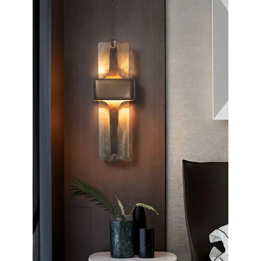 Wall Lamp Copper Textured Glass 50.0 cm Bronze Bedroom Hallway Up Down Ambient Lighting Fixture | Thomler