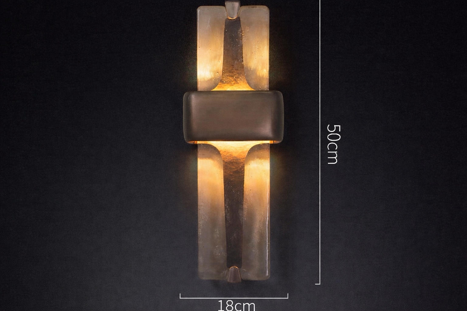 Wall Lamp Copper Textured Glass 50.0 cm Bronze Bedroom Hallway Up Down Ambient Lighting Fixture | Thomler