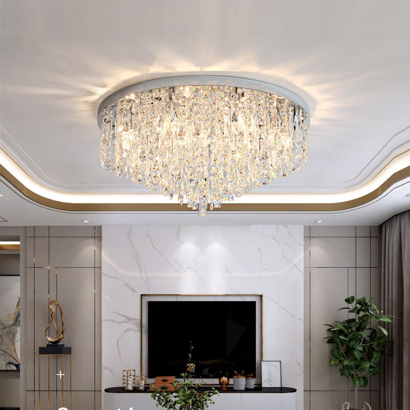 Tiered Crystal Chandelier with LED Lights – Adjustable Height Dining Room Ceiling Fixture in Gold or Silver Finish | Thomler