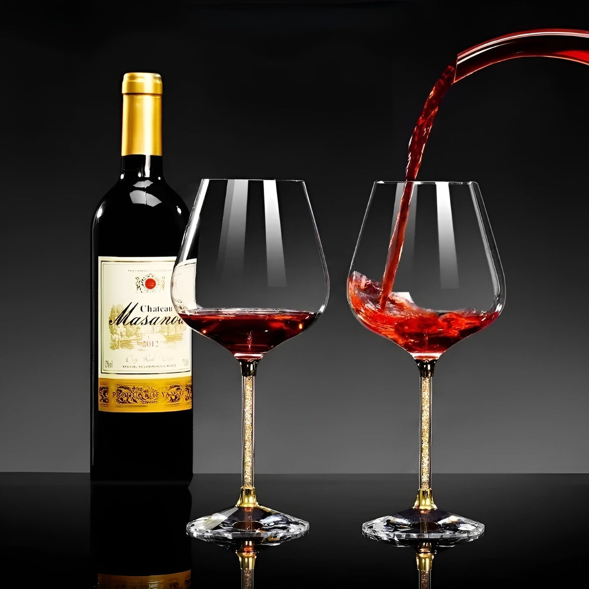 Wine Glasses Set of 2 Premium Stemware Clear Crystal Barware 17.6 oz Stemmed Goblets for Red White Wine Dinner Party Anniversary Wedding | Thomler