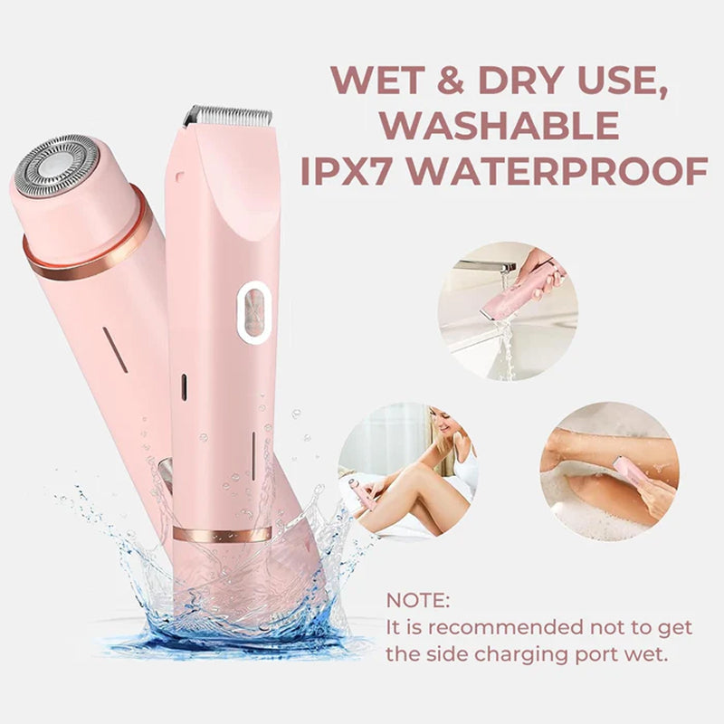 Rechargeable Women's Body Trimmer with Ceramic Blades for Sensitive Skin | Dual Head Cordless Grooming Tool for Bikini Area | Waterproof | Thomler