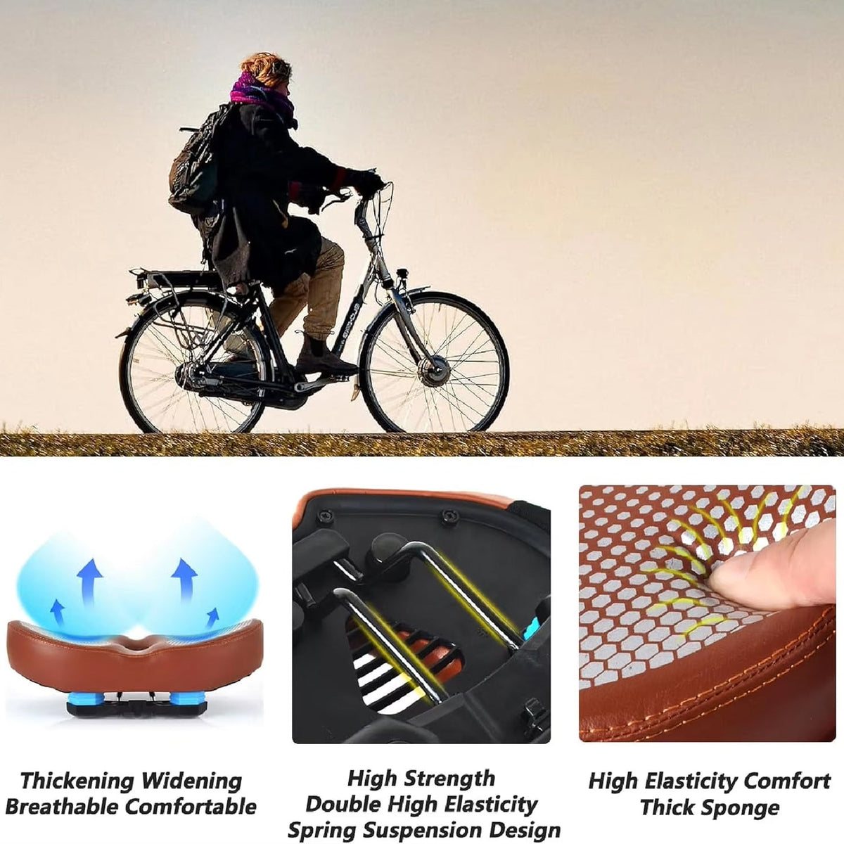 Ergonomic Split Saddle for Bicycles – Pressure-Free Cycling Seat with Spring Suspension & Wide Cushion | Thomler