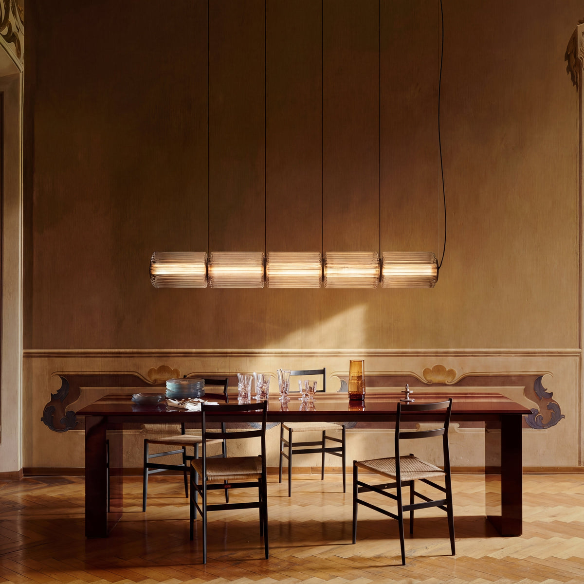 Cylindrical Glass Pendant Light with LED, Adjustable Height for Dining Room & Kitchen Island | Thomler