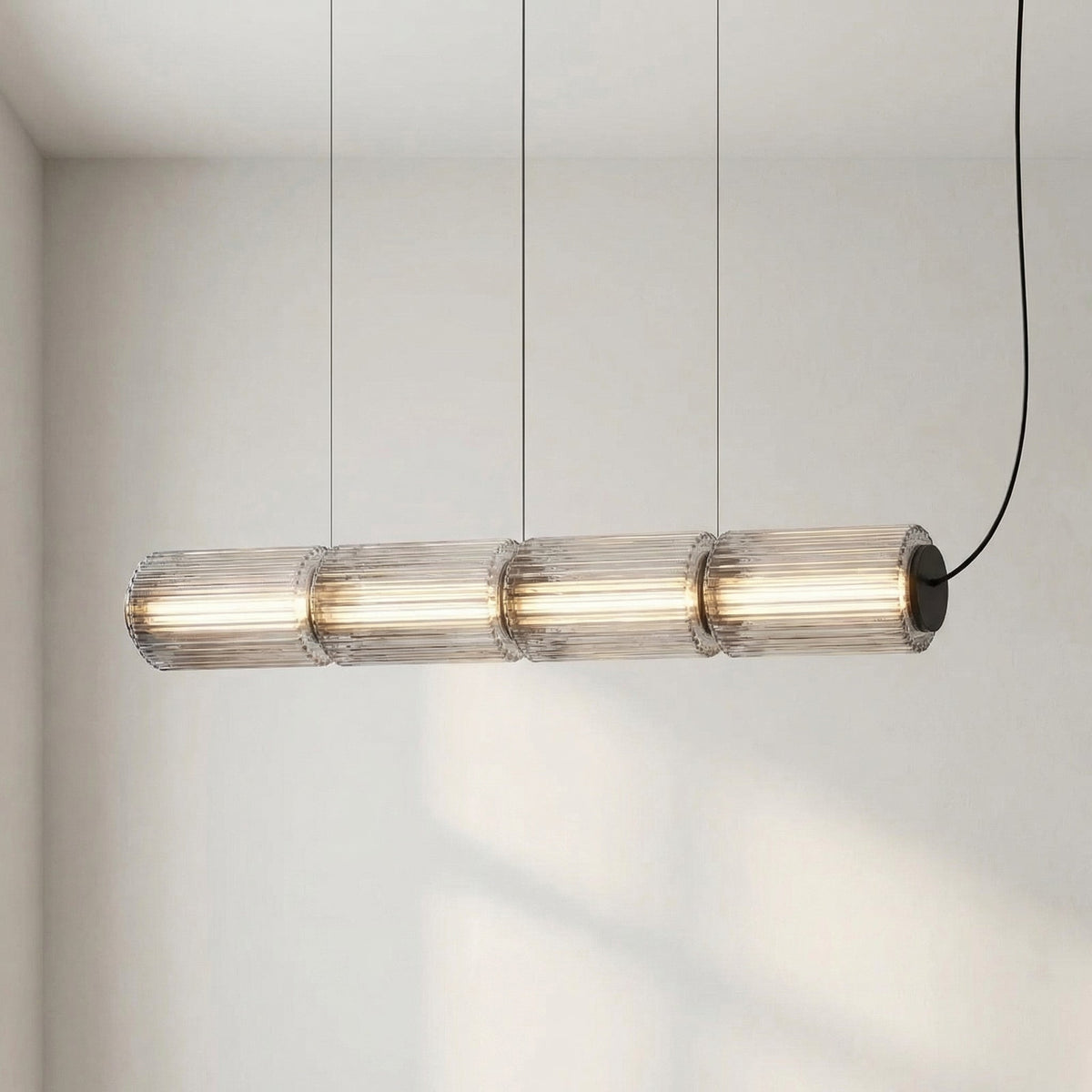 Cylindrical Glass Pendant Light with LED, Adjustable Height for Dining Room & Kitchen Island | Thomler