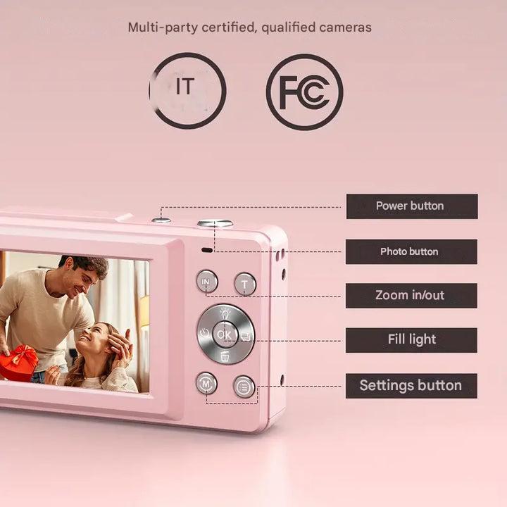 Compact Digital Camera 1080p Video HD Photos Retro-Inspired Point-and-Shoot with Auto Brightness Instant Playback for Travel Parties | Thomler