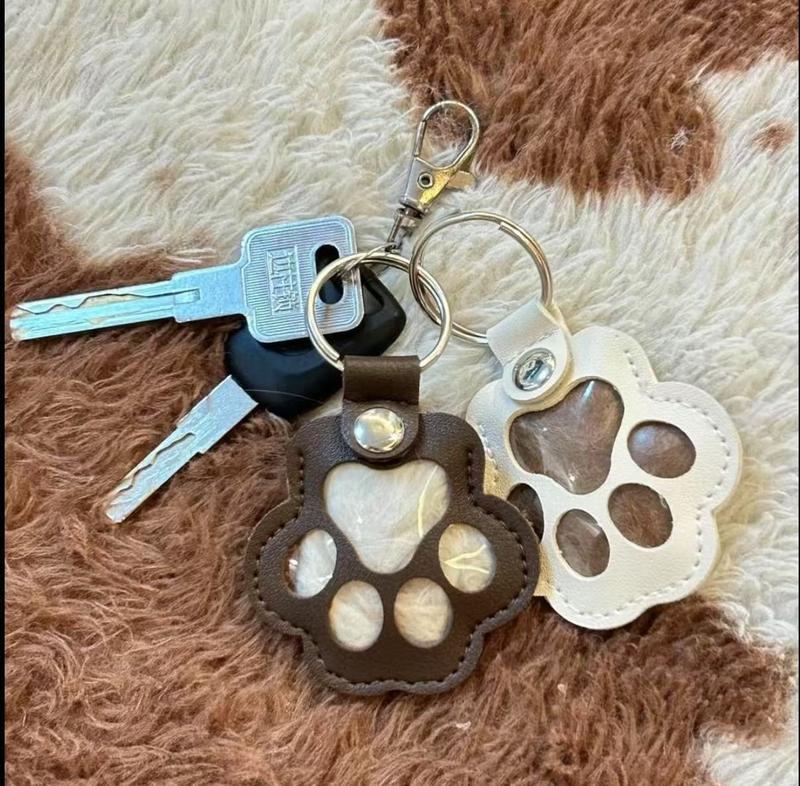 Pet Memorial Keychain with Hidden Keepsake Chamber – Leather Paw Print Charm for Dog & Cat Lovers | Thomler