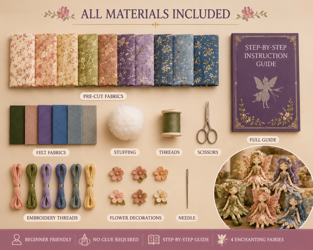 Handmade Fabric Fairy Sewing Craft Kit – 7 Whimsical Designs for Adults & Kids | Thomler