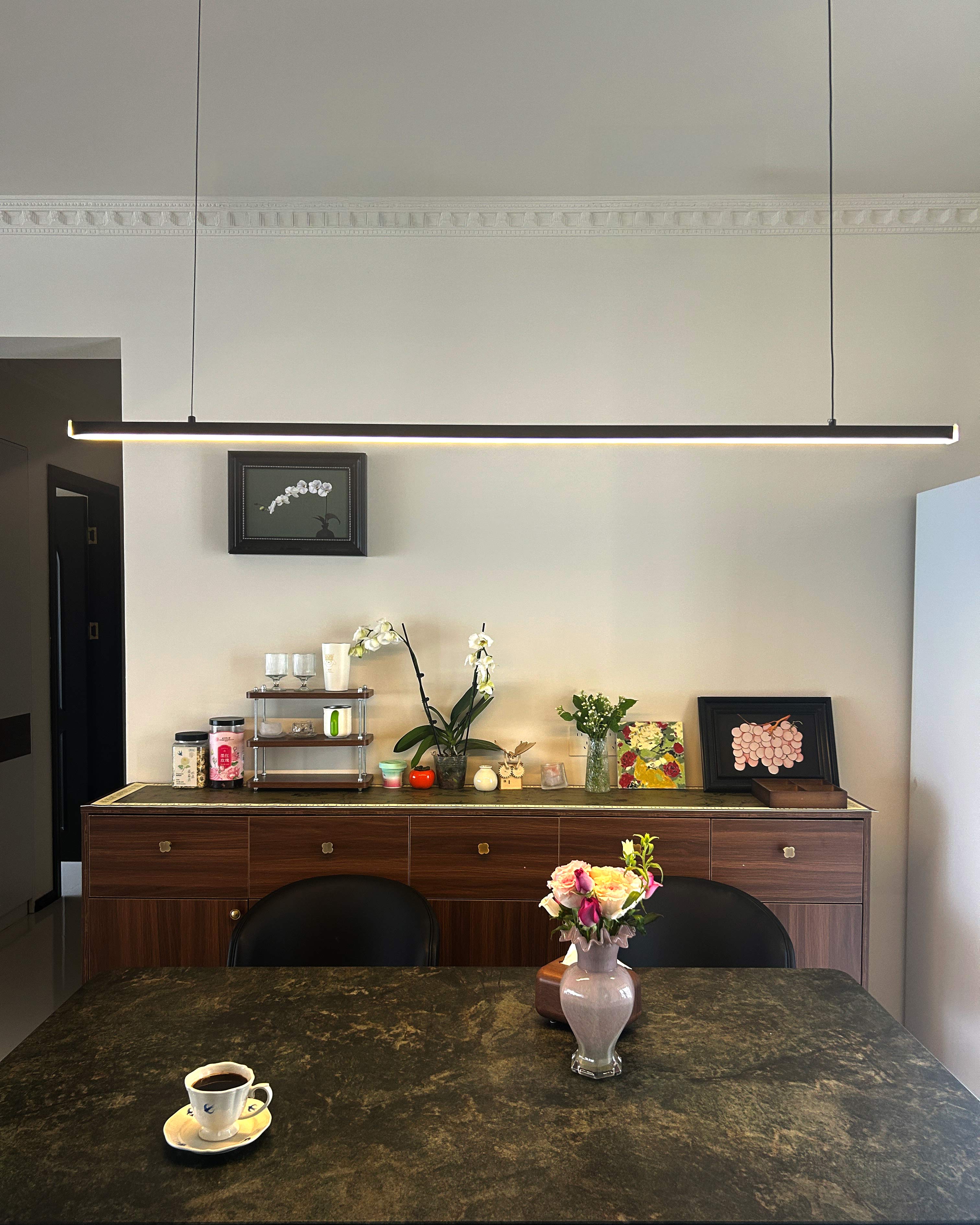 Linear Pendant Light Metal 39 in Adjustable Kitchen Island LED Warm White 3000K-6000K Modern Dining Room Hanging Lamp | Thomler