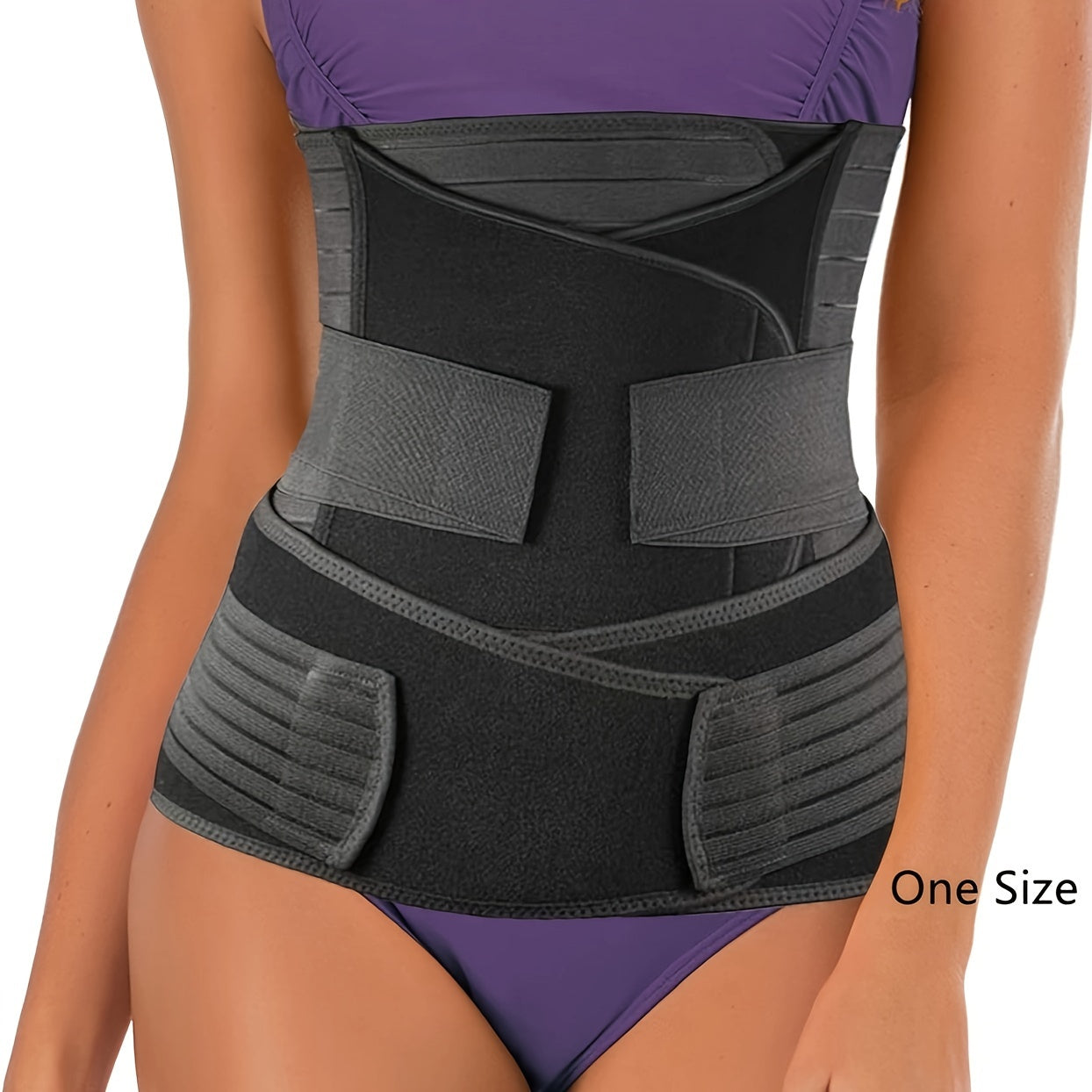 Postpartum Recovery Belly Wrap 3-Piece Support System for Abdomen Waist & Pelvis After Delivery Adjustable Compression Band for C-Section | Thomler