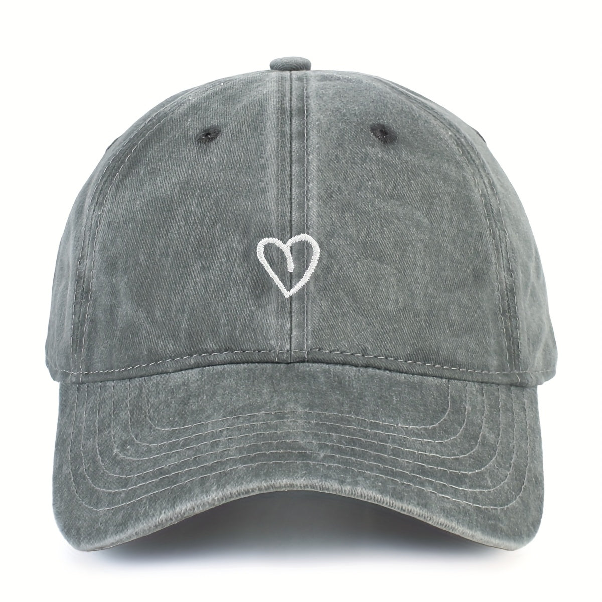 Embroidered Heart Baseball Cap for Women Adjustable Vintage Washed Cotton Dad Hat Summer | Thomler