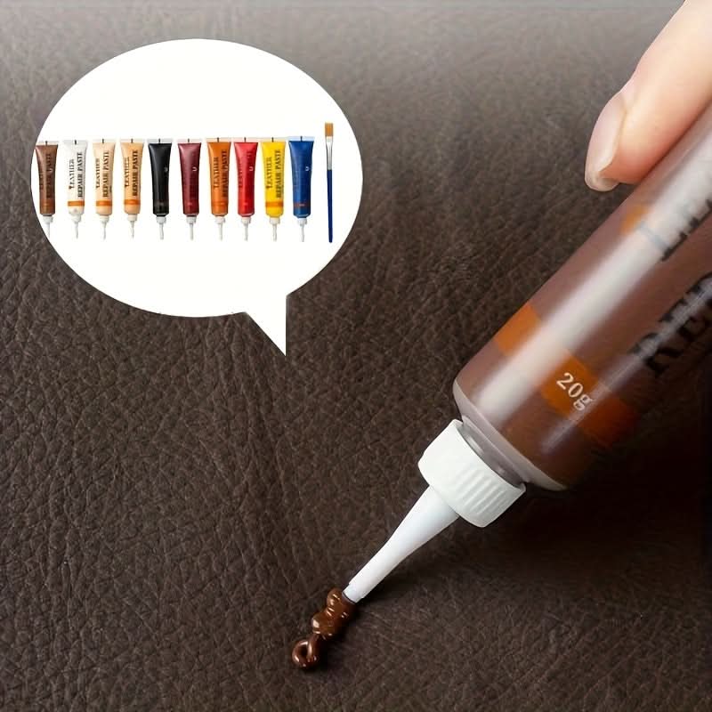 Leather & Vinyl Repair Kit for Couches, Car Interiors & Upholstery – 12 Color Options for Furniture Touch-Ups | Thomler