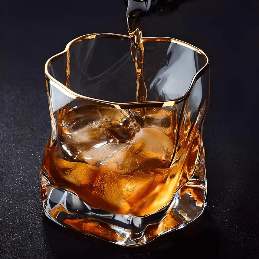 Whiskey Glass Set High-Quality 10 oz Textured Clear Glass Barware Tasting Gift | Thomler