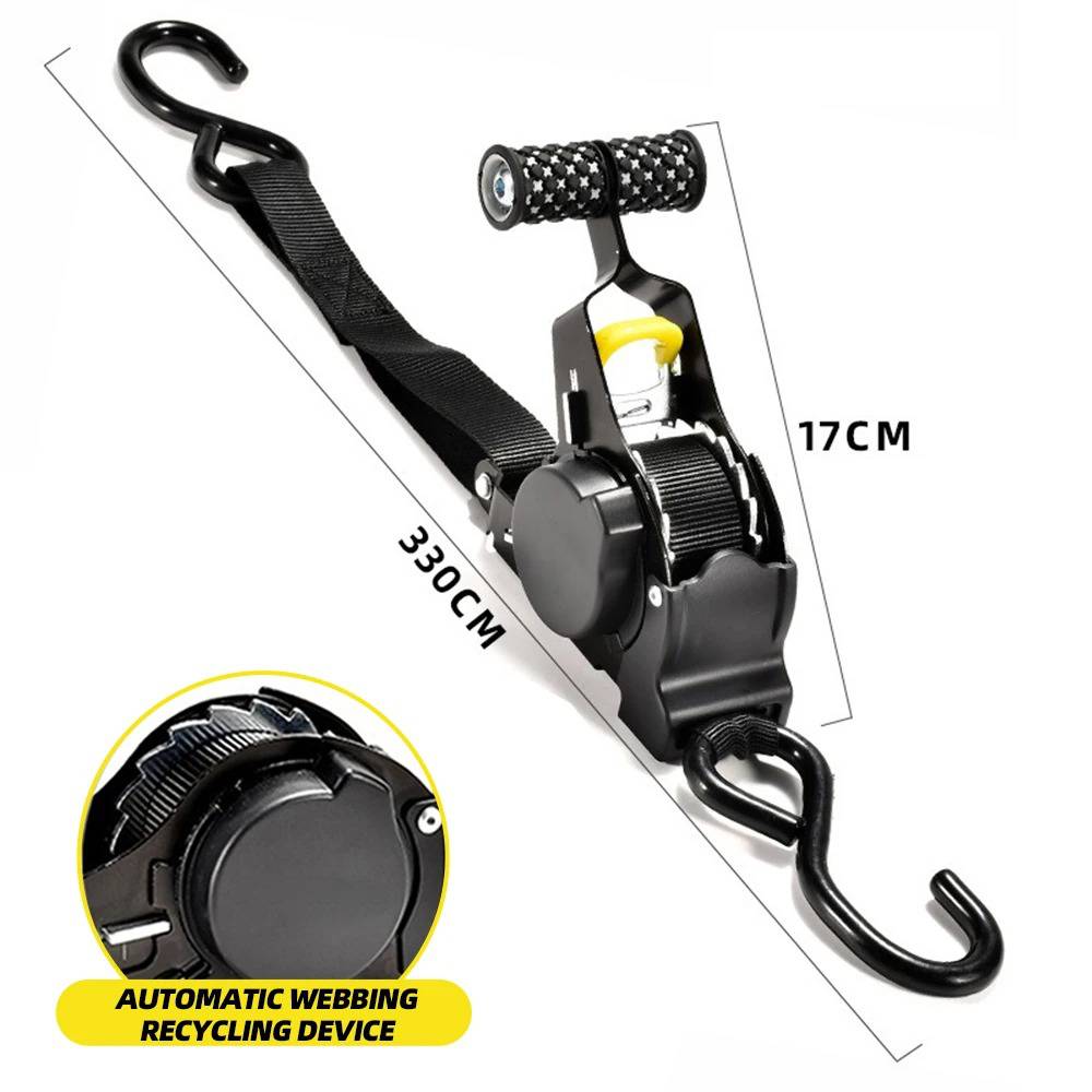 Self-Coiling Tie-Down Straps with Spring-Loaded Ratchet (500 lb Capacity, 2-Pack) for Roof Racks, Kayaks & Cargo Transport | Thomler