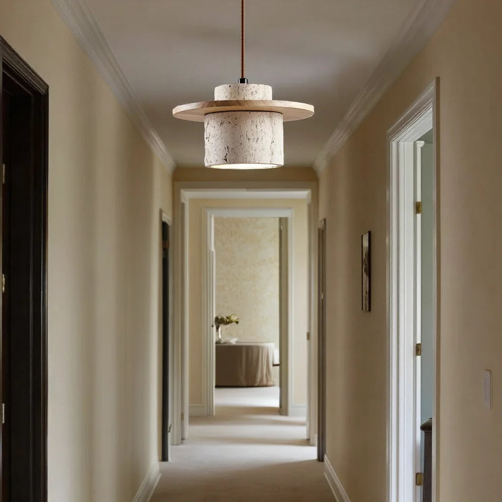 Stone Travertine LED Pendant Light Fixture with Adjustable Cord for Dining Room Kitchen Island Bedroom Reading Nook | Thomler