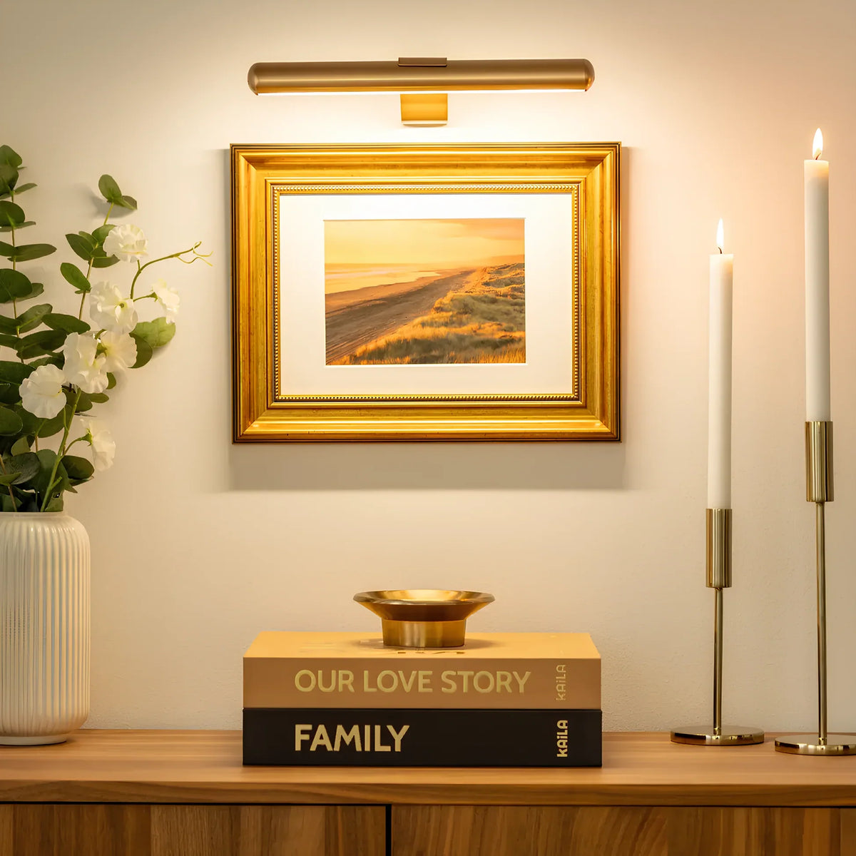 Wireless LED Picture Light with Dimmer & Remote – Swivel Head Art Illuminator for Wall Display | Thomler