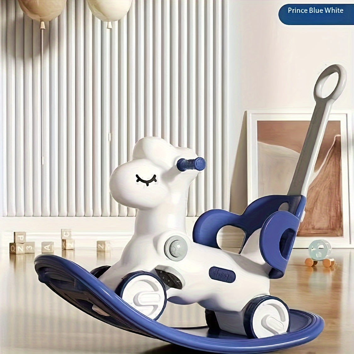 Baby Rocking Horse Balance Bike Plastic 75.0 cm Indoor Toddler Riding Toy 2-in-1 Developmental Play Fun | Thomler