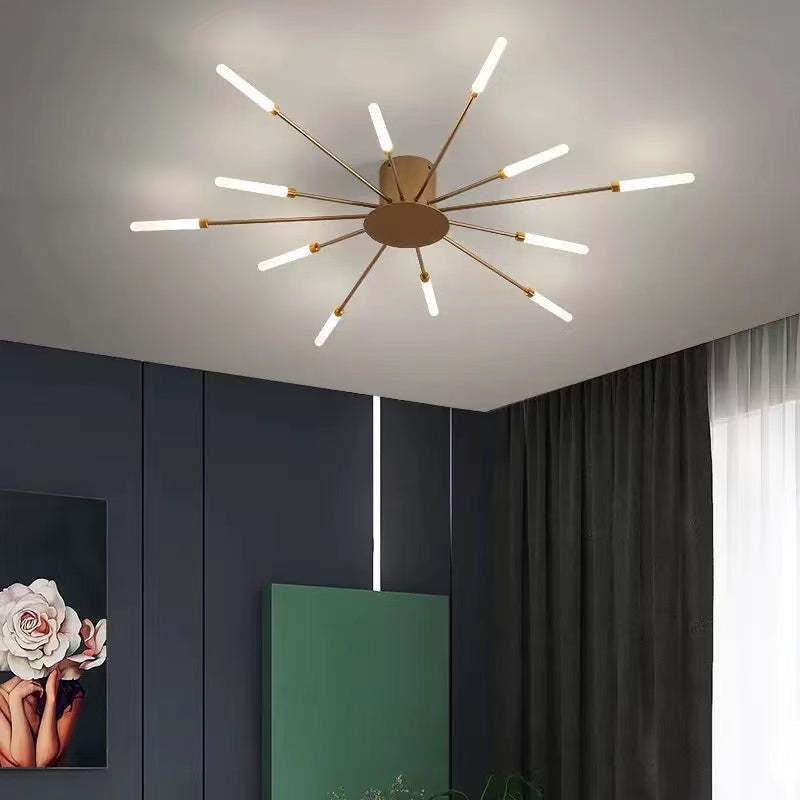 Starburst Flush Mount Ceiling Light Black Gold Modern Firework LED Fixture Bedroom Living Room Natural White Hardwired Indoor | Thomler