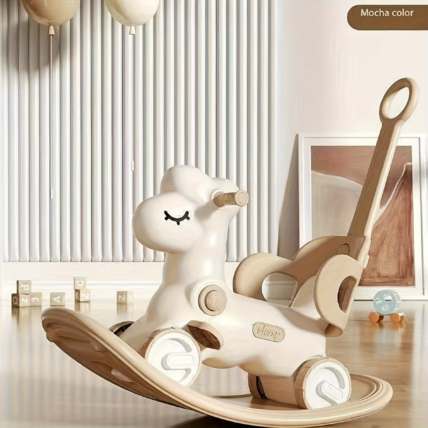Baby Rocking Horse Balance Bike Plastic 75.0 cm Indoor Toddler Riding Toy 2-in-1 Developmental Play Fun | Thomler