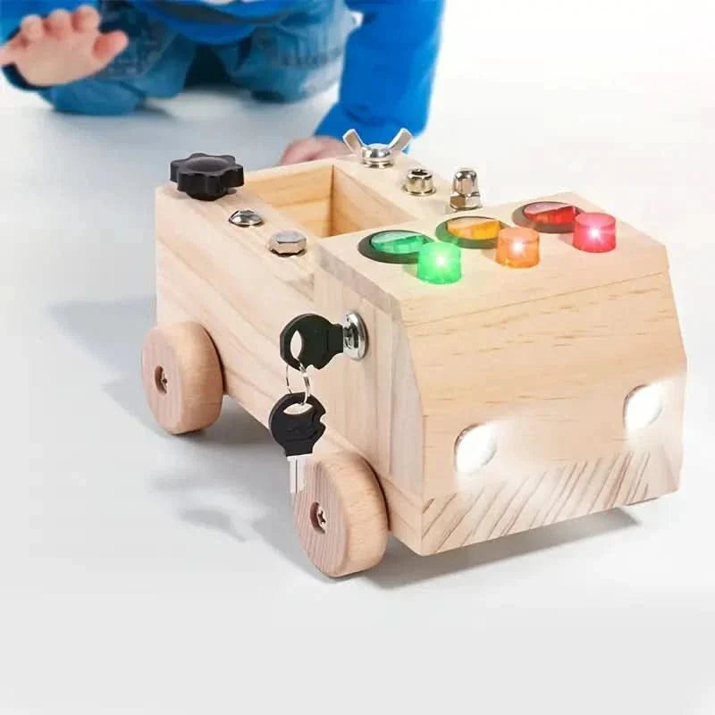 Busy Board Wooden LED Activity Toy Fine Motor Skills Independent Learning Montessori Sensory Play For Children | Thomler