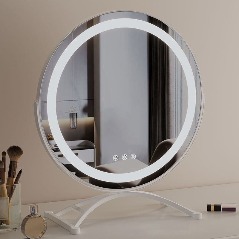 Makeup Mirror Metal Frame 40.0 cm LED Lighted Vanity Tabletop Rotating Dimmable Rechargeable Beauty Grooming Mirror | Thomler