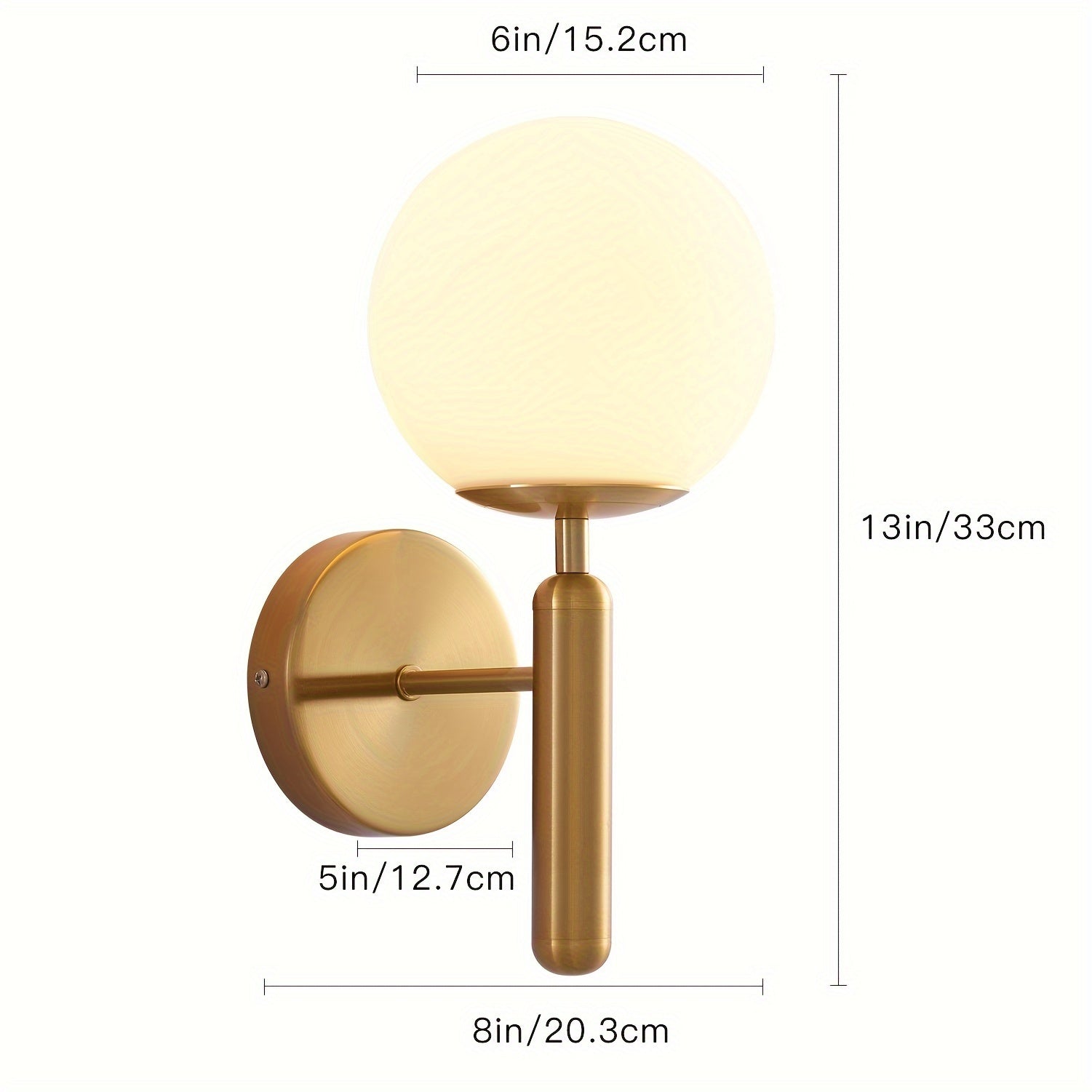 Semi-Flush Spherical Wall Light with Frosted Shade | Metal Sconce for Bedroom, Bathroom & Hallway | Hardwired G9 Socket 110V-240V | Modern | Thomler