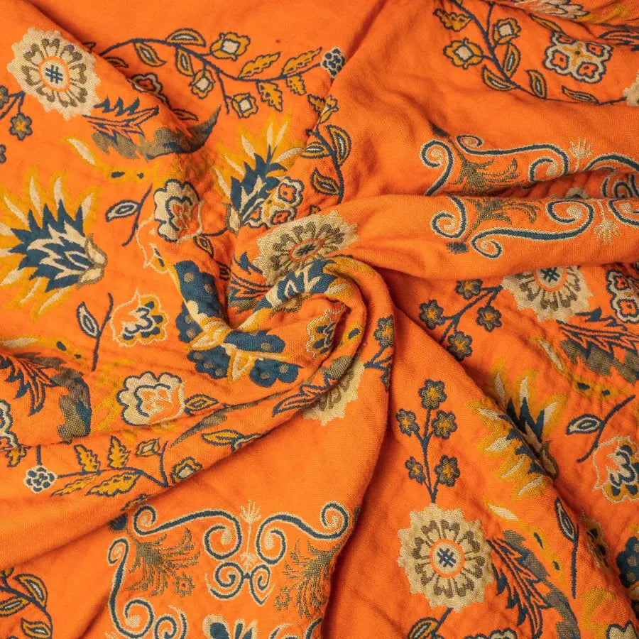 Reversible Cotton Throw Blanket with Tassels – Bohemian Floral Design for Couch, Sofa, or Bed – Warm & Decorative Home Accent | Thomler