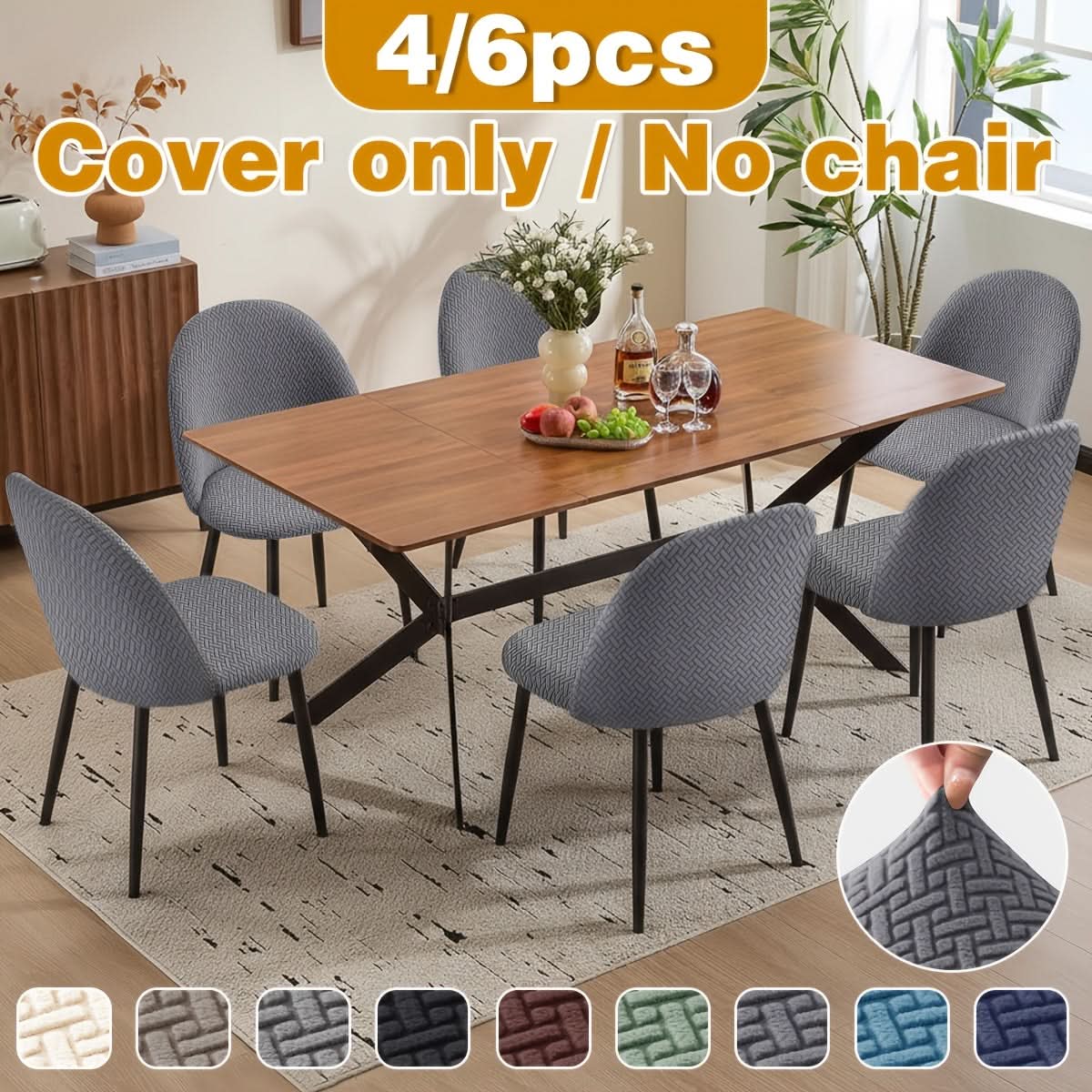 Stretch Dining Chair Slipcovers - Removable Washable Seat Protectors for Kitchen & Dining Room Furniture, Fitted Elastic Chair Covers for | Thomler