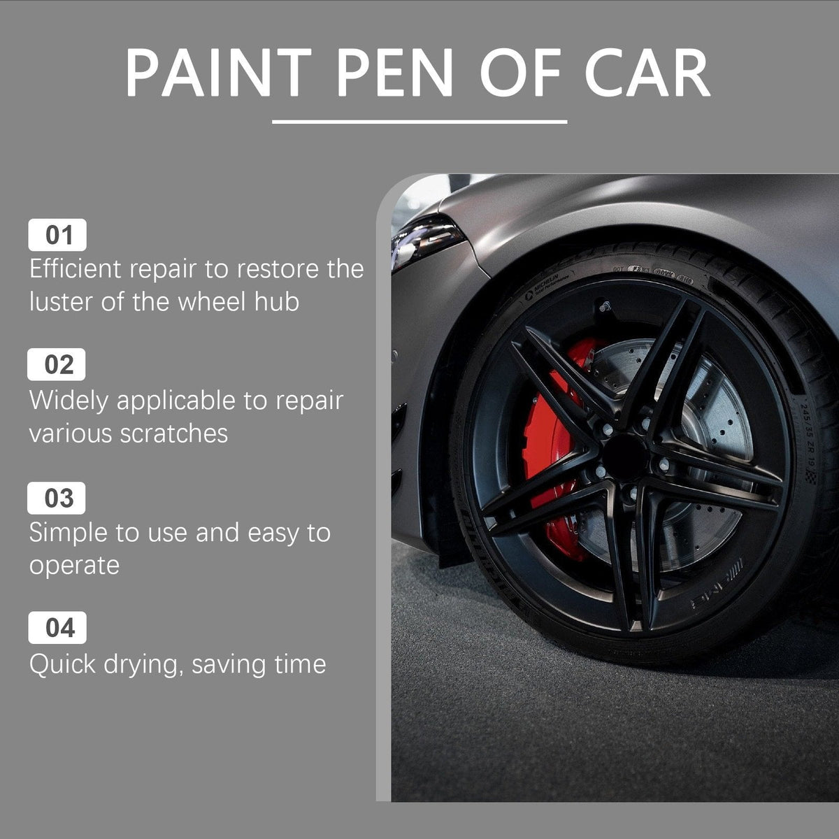 Wheel Touch-Up Paint Pen Set – 3-Pack Black Finish Scratch Repair for Rims & Alloys | Thomler