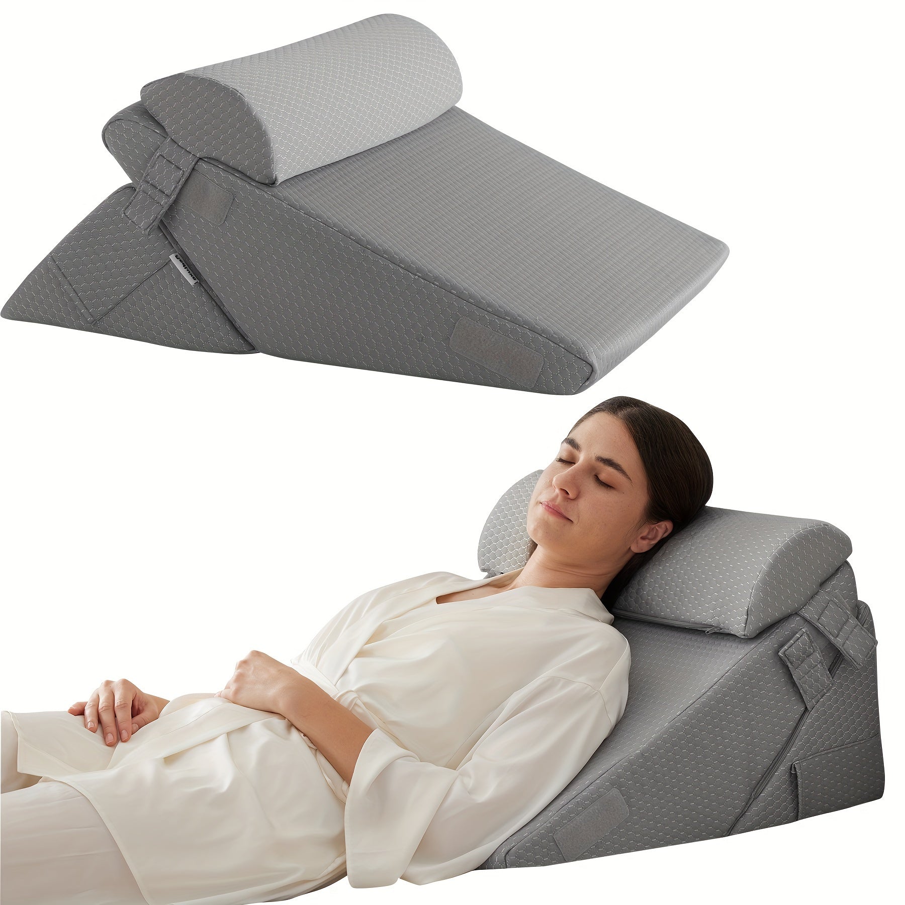 7-in-1 Adjustable Memory Foam Wedge Pillow System for Back Pain, Acid Reflux & Post-Surgery Support | Thomler